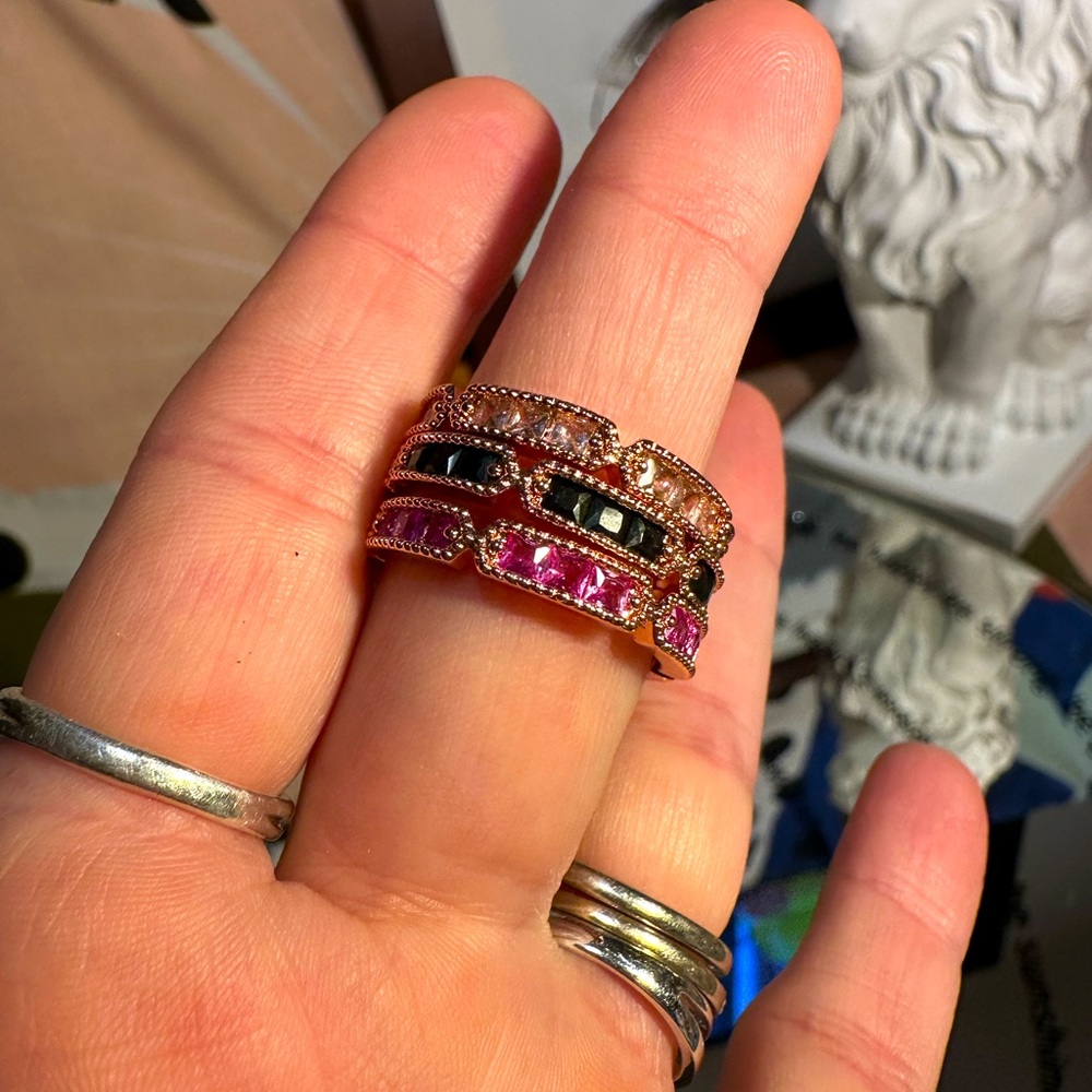 Stackable Gemstone Rings With Rose Gold Tone - image 3